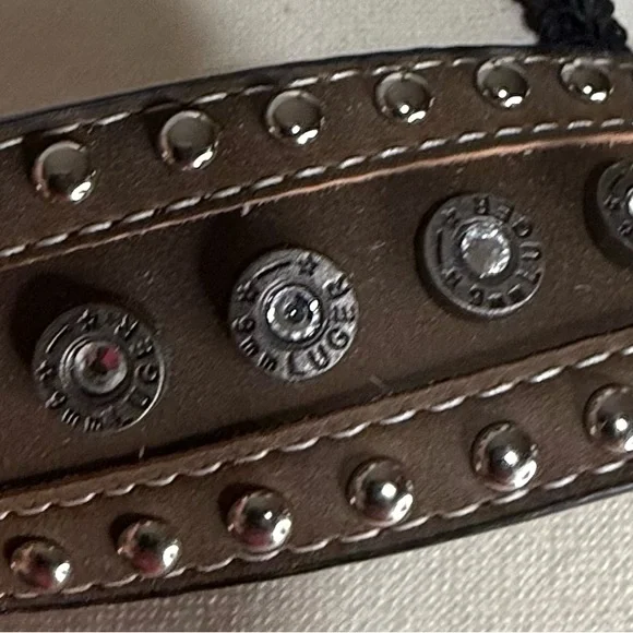Brown Studded Belt with Silver Buckle - Picture 2 of 9